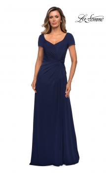Picture of: Jersey Evening Dress with Side Knot Detail and Ruching in Navy, Style: 27872, Main Picture