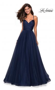 Picture of: Simple Tulle Prom Dress with Sweetheart Neckline in Navy, Style: 27535, Main Picture