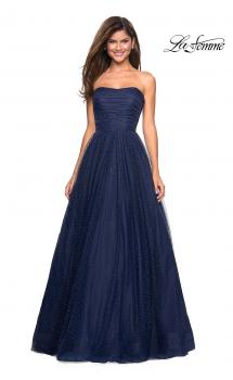 Picture of: Strapless Fully Rhinestone A-Line Prom Dress in Navy, Style: 27630, Main Picture