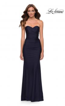 Picture of: Strapless Jersey Dress with Ruching and Full Back in Navy, Style 29851, Main Picture