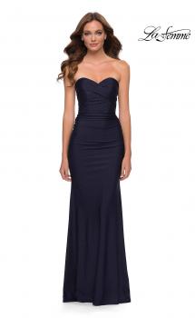 Picture of: Strapless Jersey Dress with Ruching and Full Back in Navy, Style 29851, Main Picture