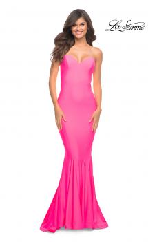 Picture of: Neon Pink Chic Jersey Gown with Sweetheart Neckline in Pink, Style: 30648, Main Picture