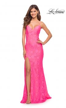 Picture of: Gorgeous Neon Pink Tulle and Lace Mermaid Gown in Neon Pink, Style: 30676, Main Picture