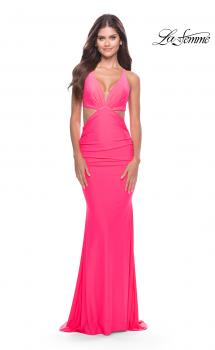 Picture of: Prom Dress with Cut Out Sides and Low Open Back in Neon in Neon Pink, Style: 31428, Main Picture