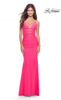Picture of: Modern Jersey Dress with Twist Band Details in Neon in Neon Pink, Style: 31439, Main Picture