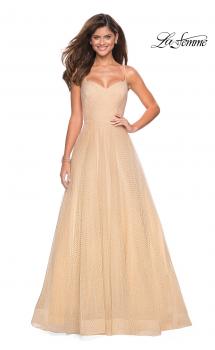 Picture of: Rhinestone A-Line Tulle Prom Dress in Nude, Style: 27608, Main Picture