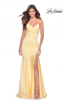 Picture of: Prom Dress with Ruching and Sweetheart Neckline in Pale Yellow, Style: 28720, Main Picture