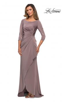 Picture of: Three Quarter Sleeve Jersey Dress with Ruching in Pewter, Style: 28197, Main Picture
