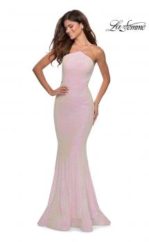 Picture of: Iridescent Sequin Gown with High Pyramid Neckline in Pink, Style: 28614, Main Picture