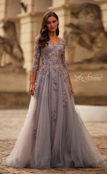 Picture of: Two Tone Tulle A-line Dress with Beaded Lace Applique in Pink Silver, Style: 32605, Main Picture