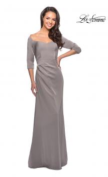 Picture of: Classic Long Dress with Three Quarter Sleeves in Platinum, Style: 25148, Main Picture