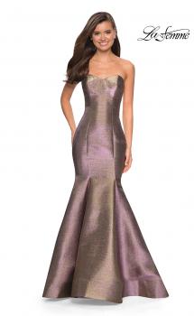 Picture of: Metallic Jersey Mermaid Strapless Prom Dress in Purple/Gold, Style: 27638, Main Picture