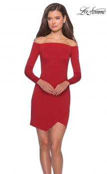 Picture of: Tight Homecoming Dress with Long Sleeves in Red, Style: 28182, Main Picture
