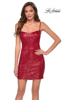 Picture of: Short Sequin Party Dress with Scoop Neckline in Red, Style: 29292, Main Picture