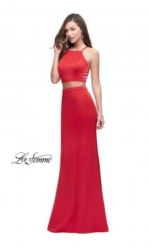 Picture of: Two Piece Jersey Prom Dress with High Neckline in Red, Style: 25220, Main Picture