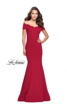 Picture of: Off the Shoulder Mermaid Style Dress with Scallop Neckline in Red, Style: 25476, Main Picture