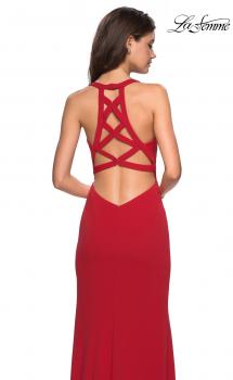 Picture of: Plunging Neckline Gown with Intricate Cut Out Back in Red, Style: 26997, Main Picture