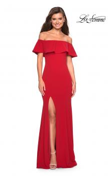 Picture of: Long Off The Shoulder Prom Dress with Side Slit in Red, Style: 27096, Main Picture