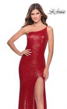Picture of: Long Sequin Off the Shoulder Prom Dress with Slit in Red, Style: 28177, Main Picture