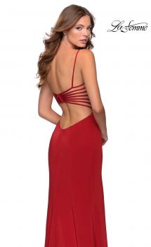 Picture of: Long Prom Dress with Faux Strappy Open Back in Red, Style: 28461, Main Picture