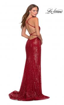 Picture of: Sequin Prom Dress with Criss Cross Open Back in Red, Style: 28514, Main Picture