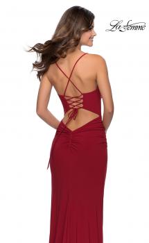 Picture of: Chic Jersey Dress with Intricate Lace Up Back in Red, Style: 28792, Main Picture