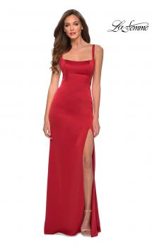 Picture of: Long Satin Prom Dress with Square Neckline in Red, Style 29349, Main Picture