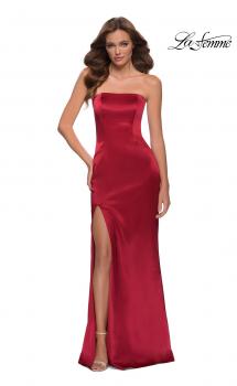 Picture of: Simply Chic Strapless Stretch Satin Long Gown in Red, Style 29807, Main Picture