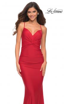 Picture of: Prom Dress with Knot at Waist and Open Back in Red, Main Picture