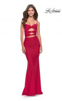 Picture of: Twist Front Cut Out Jersey Prom Dress in Red, Style: 31294, Main Picture