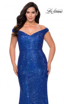 Picture of: Sequin Off The Shoulder Plus Size Prom Dress in Royal Blue, Style: 28949, Main Picture