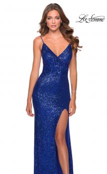 Picture of: Form Fitting Sequin Dress with Cut Out Open Back in Royal Blue, Style: 28616, Main Picture
