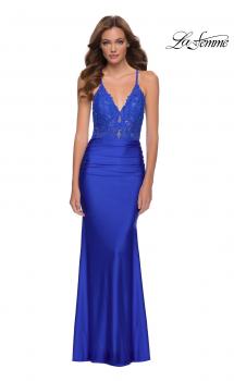 Picture of: Gorgeous Jersey Dress with Lace Top and Open Back in Royal Blue, Style 29688, Main Picture
