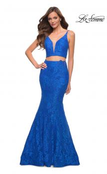 Picture of: Mermaid Two Piece Gown with Deep V and Rhinestones in Royal Blue, Style 29970, Main Picture