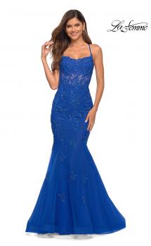 Picture of: Stunning Mermaid Tulle and Jeweled Lace Dress in Royal Blue, Main Picture