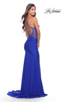 Picture of: Dramatic Rhinestone Dress with Sheer Details and Train in Royal Blue, Style: 31279, Main Picture