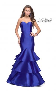 Picture of: Long Mikado Mermaid Gown with Tiered Ruffle Skirt in Royal Blue, Style: 25432, Main Picture
