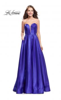 Picture of: Strapless Mikado A-line Gown with Pockets in Royal Blue, Style: 26088, Main Picture