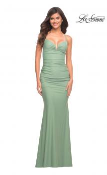 Picture of: Stunning Luxe Jersey Dress with Deep V Neckline in Green, Style: 30484, Main Picture