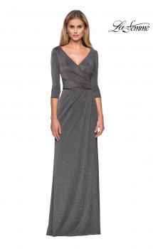 Picture of: 3/4 Sleeve Long Jersey Dress with Empire Waist in Silver, Style: 26419, Main Picture