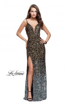 Picture of: Long Ombre Sequin Prom Dress with Side Leg Slit in Silver Gold, Style: 26000, Main Picture