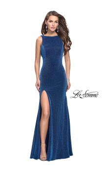 Picture of: Form Fitting Prom Gown with Leg Slit and Ruching in Turquoise, Style: 25884, Main Picture