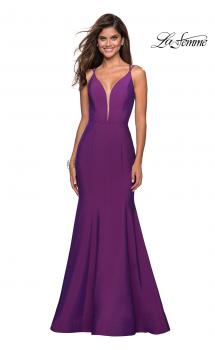 Picture of: Long Jersey Prom Gown with Open Strappy Back in Violet, Style: 27446, Main Picture