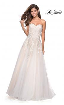 Picture of: Lace Bodice Tulle Prom Dress with Sweetheart Neckline in White Nude, Style: 27508, Main Picture