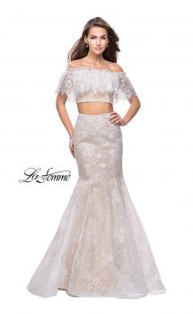 Picture of: Two Piece Mermaid Style Gown with Off the Shoulder Top in White, Style: 25417, Main Picture