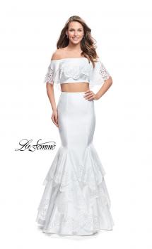 Picture of: Two Piece Off the Shoulder Prom Dress with Floral in White, Style: 26193, Main Picture