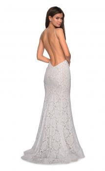 Picture of: Long Lace Prom Dress with High Neckline in White, Style: 27289, Main Picture