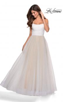 Picture of: White A-line Gown with Pearl Detail and Tie Up Back in White, Style: 28764, Main Picture