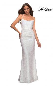 Picture of: Unique Soft Sequin Dress with Lace Up Back in Silver, Style: 30433, Main Picture