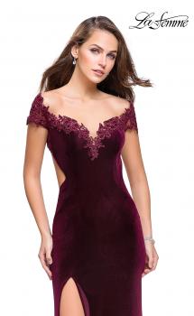 Picture of: Long Off the Shoulder Prom Dress with Beads and Lace in Wine, Style: 25823, Main Picture